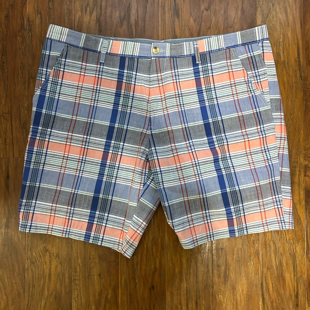 Men's Flat Front Plaid Shorts With Pockets Business Casual Preppy Golf